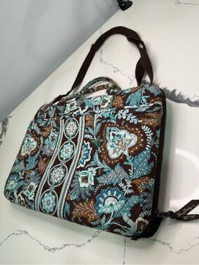 Vera Bradley RETIRED Java Blue Floral Laptop/Business Secure Travel Bag